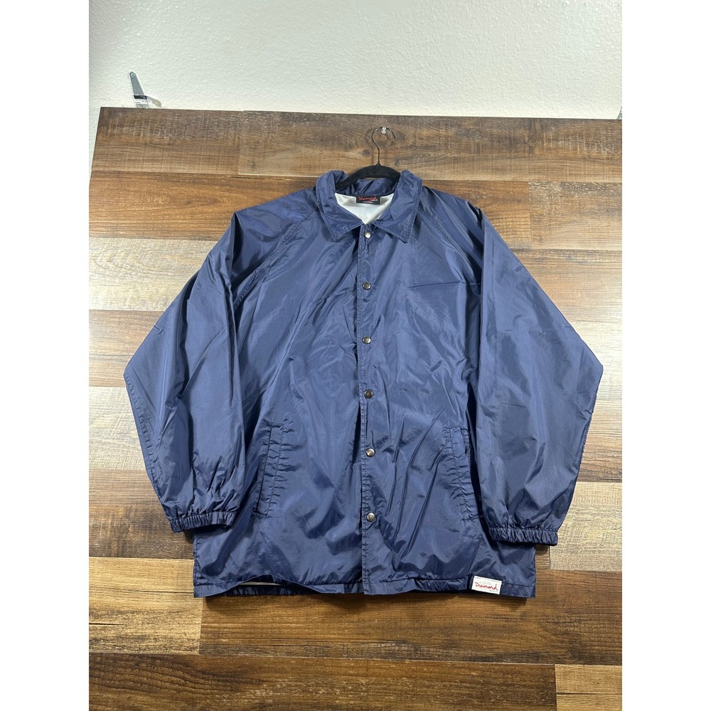 Diamond Supply Co Mens Coach Jacket Navy Blue Nylon Windbreaker XL